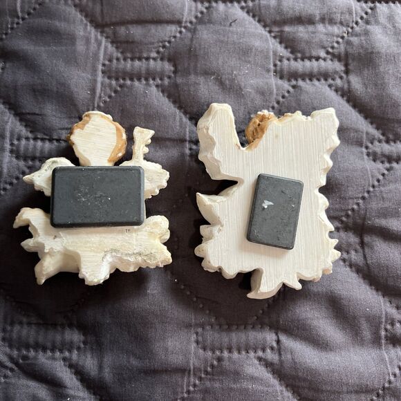 2 Vintage Refrigerator Magnets Baby Angels Cherubs Sparkle Resin - Picture 4 of 8